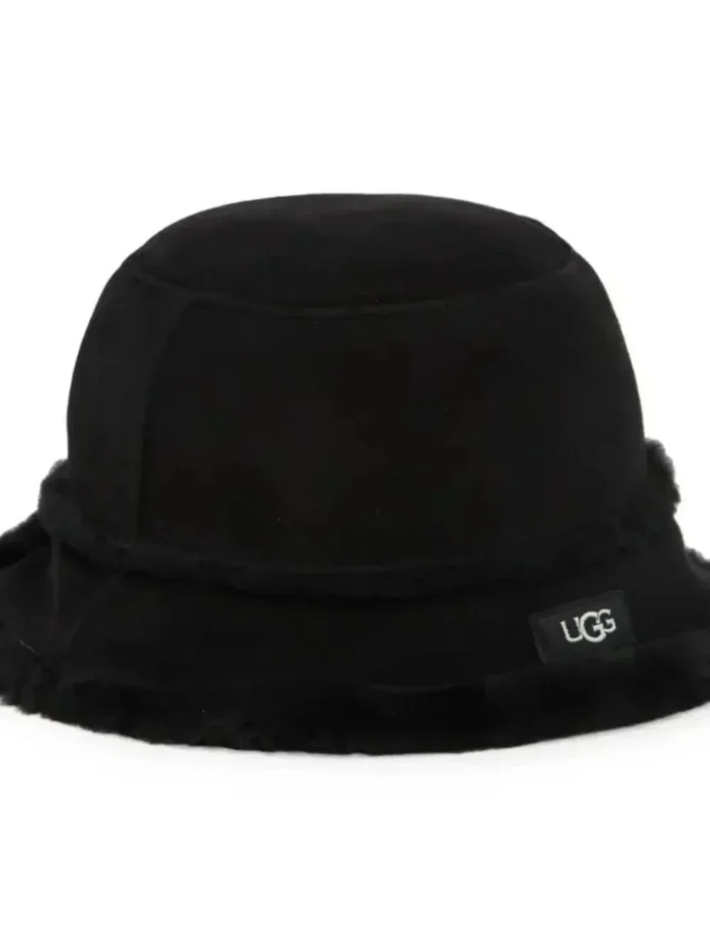 UGG Real Fur Over Sheepskin Black Shearling & Sheepskin Bucket Hat Size SM/PM